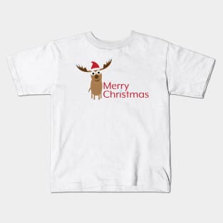 Merry Christmas with Cute Cartoon Deer Kids T-Shirt